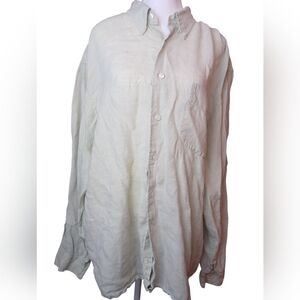 Eddie Bauer Womens Light Green Button-Up 100% Irish Linen Shirt EUC